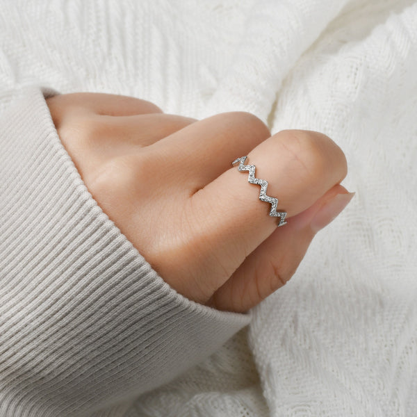 TO MY DAUGHTER HIGHS AND LOWS WAVE RING - STELING SILVER RING - LV0009