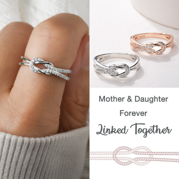 Mother & Daughter Square Knot Ring - Sterling Silver Infinity Ring - LV0015