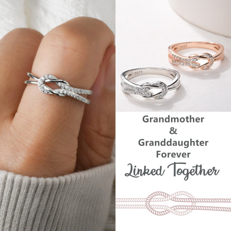 Grandmother & Granddaughter Love Square Knot Ring - Infinity Ring For Women - LV0015