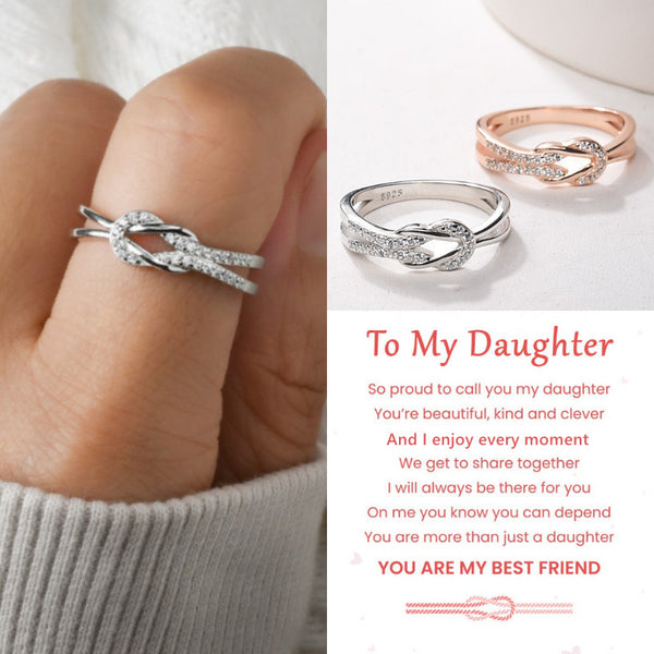 To My Daughter Square Knot Ring - Sterling Silver Infinity Ring - LV0015