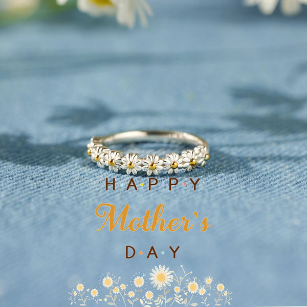 Mother's Day Daisy Ring - Perfect Gift For Loved Ones - Sterling Silver Ring - LV0095