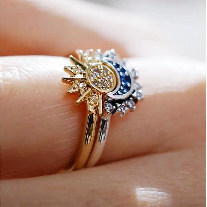 To My Best Friend - I'm Always Right Here Celestial Sun & Moon Ring Set - LV0351