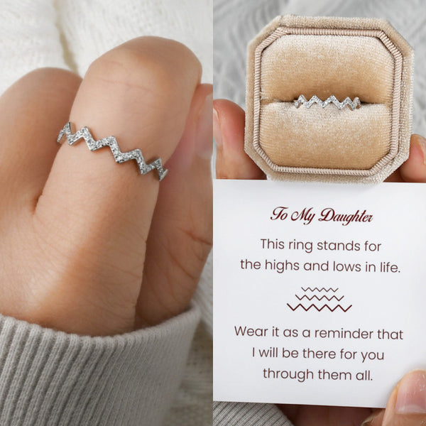 TO MY DAUGHTER HIGHS AND LOWS WAVE RING - STELING SILVER RING - LV0009