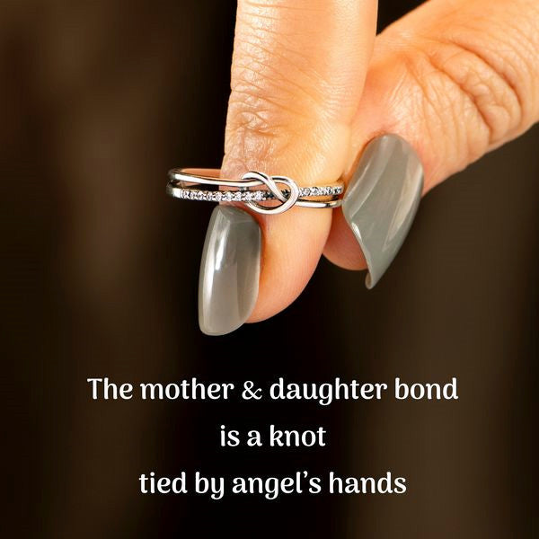 Mother Daughter Bond Double Band Knot Ring - Sterling Silver Ring - LV0079