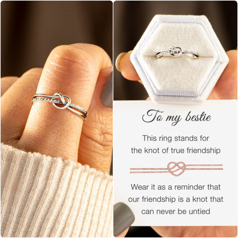 To My Bestie - True Friendship Double Band Knot Ring - Sterling Silver Ring - LV0079