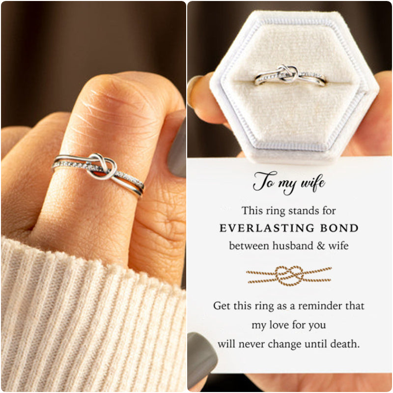 To My Wife - Everlasting Bond Double Band Knot Ring - Sterling Silver Ring - LV0079