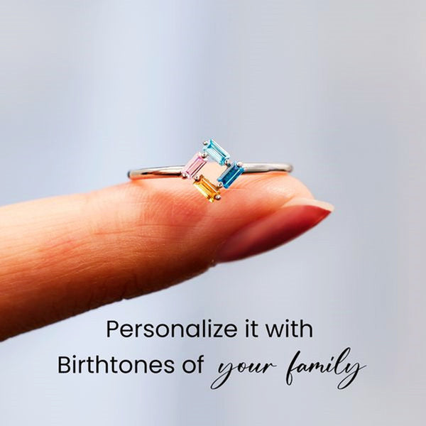 PERSONALIZED 3-6 BAGUETTE BIRTHSTONES RING - LV0088