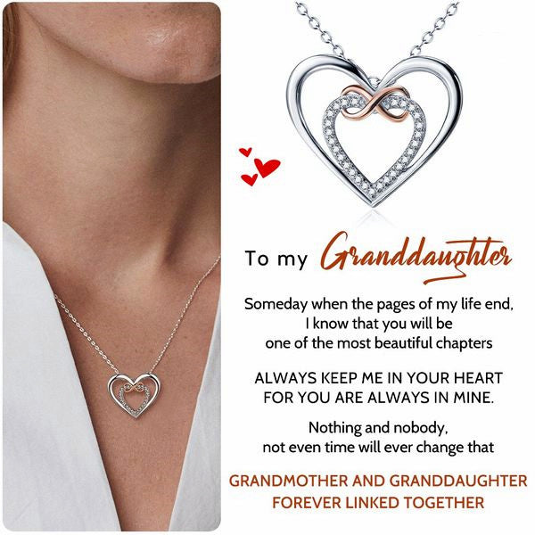 For Granddaughter - S925 The Love Between Grandmother And Granddaughter Is Forever Two Hearts Infinity Necklace - LV0185