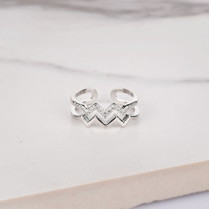 To My Niece - Highs and Lows Double Wave Ring - Sterling Silver Adjustable Ring - LV0027