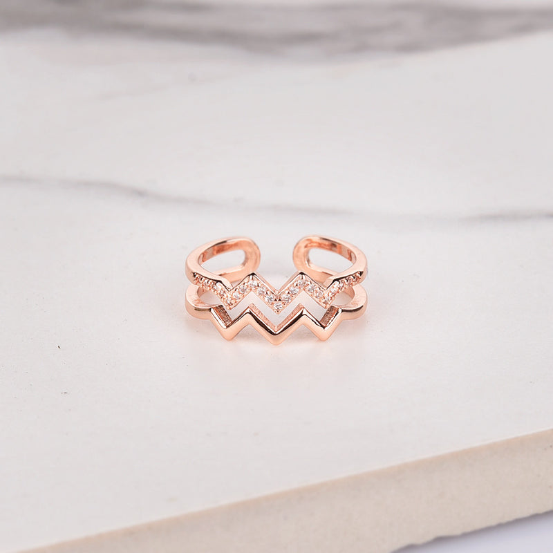 To My Niece - Highs and Lows Double Wave Ring - Sterling Silver Adjustable Ring - LV0027