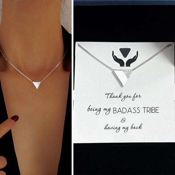 For Friend - My Badass Tribe Triangle Necklace - Sterling Silver Necklace - JU-008