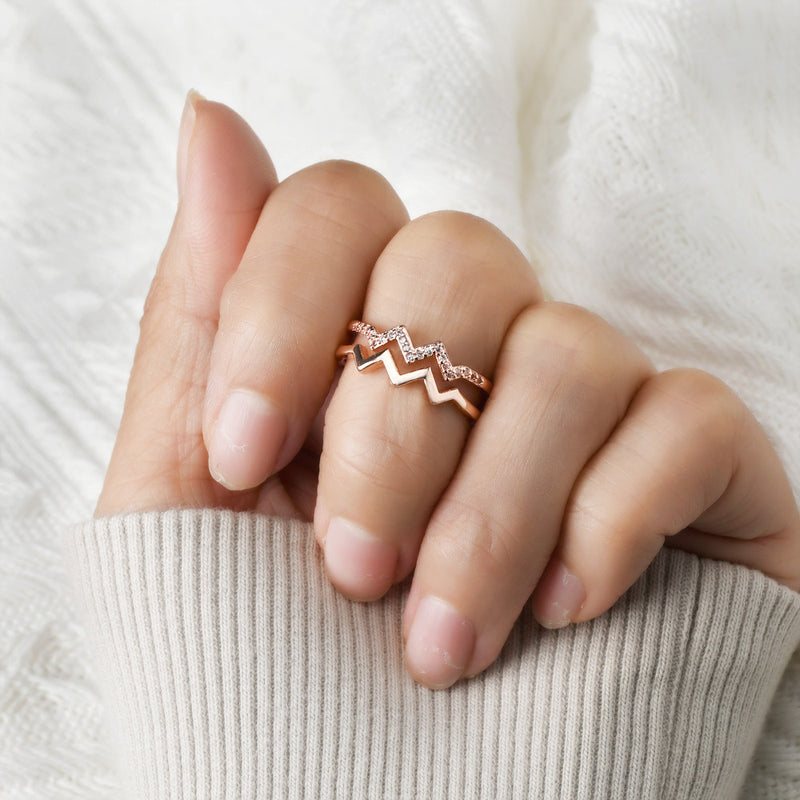 To My Niece - Highs and Lows Double Wave Ring - Sterling Silver Adjustable Ring - LV0027