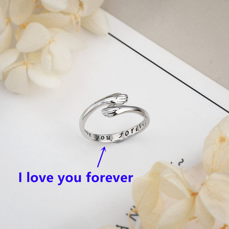 To My Granddaughter - A Hug To You Hug Ring - Sterling Silver Adjustable Ring - LV0190