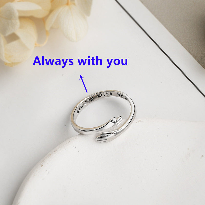 To My Granddaughter - A Hug To You Hug Ring - Sterling Silver Adjustable Ring - LV0190