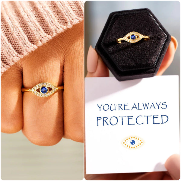 Always Protected Golden Evil Eye Ring - LV0239