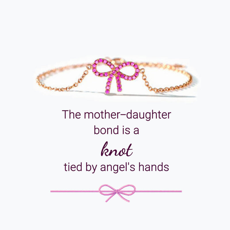 Pink Pave Bow Bracelet - Mother Daughter Gift - LV0340