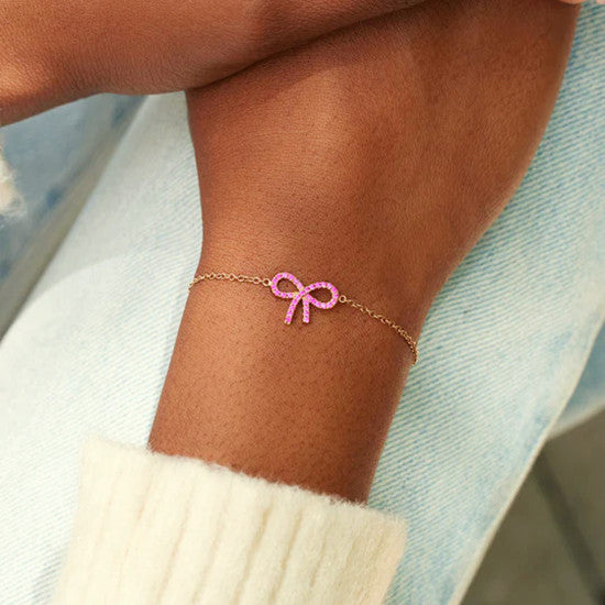 Pink Pave Bow Bracelet - Mother Daughter Gift - LV0340