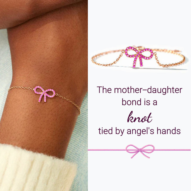 Pink Pave Bow Bracelet - Mother Daughter Gift - LV0340