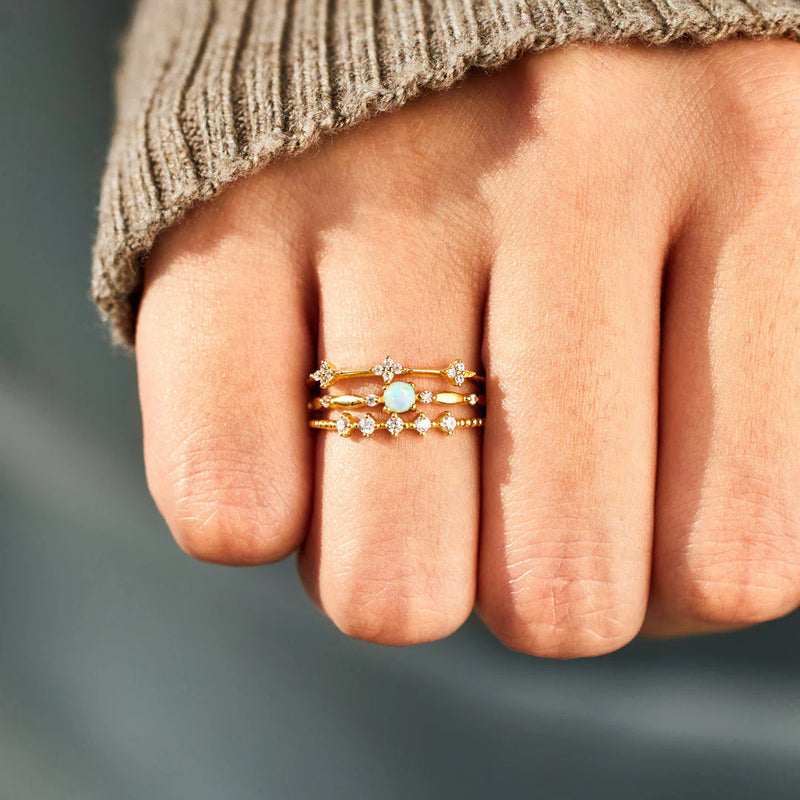 Love Yourself Round Opal Ring Set - LV0361