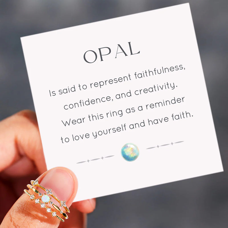 Love Yourself Round Opal Ring Set - LV0361