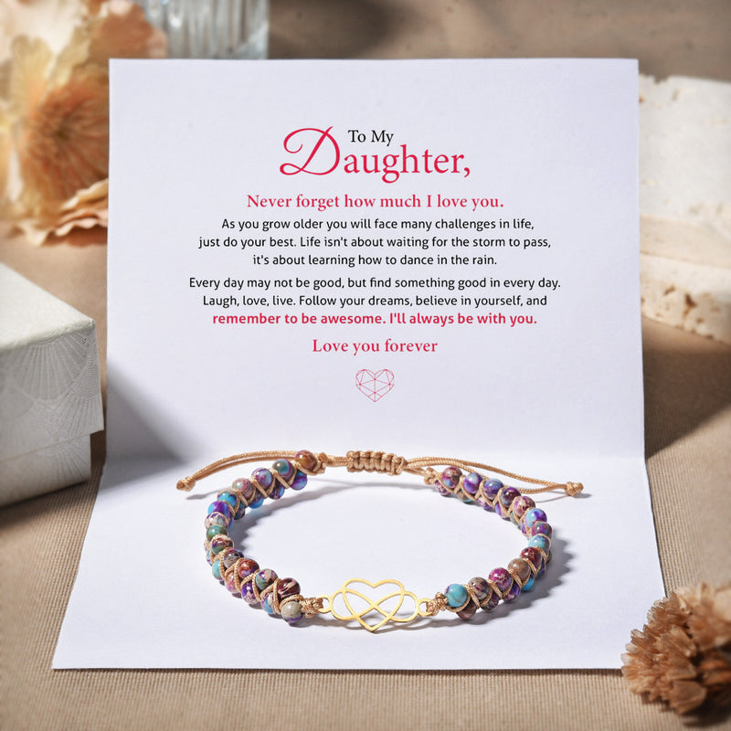 To My Daughter - Love You Forever Jasper Infinity Heart Bracelet - Gemstone Beaded Bracelet - LH003