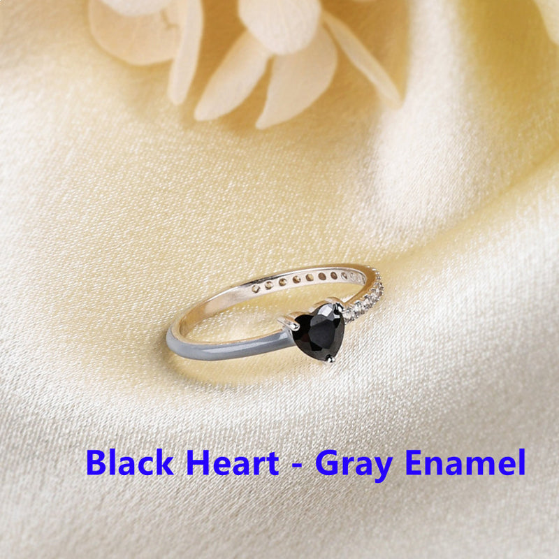 Love Me Until I'm Me Again Heart-Cut Half Enamel Ring - A Self-Reminder Heart Ring - LV0179