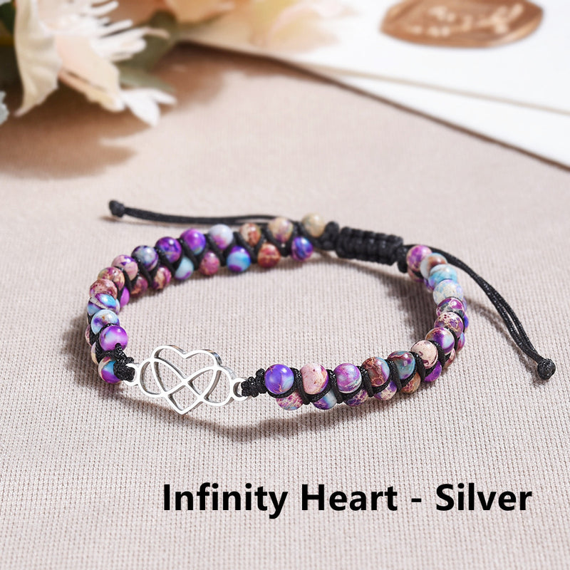 To My Granddaughter Infinity Heart Bracelet - Gemstone Friendship Bracelet - LH003