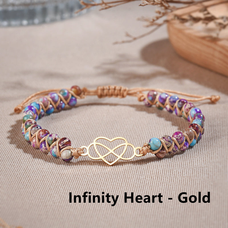 To My Granddaughter Infinity Heart Bracelet - Gemstone Friendship Bracelet - LH003