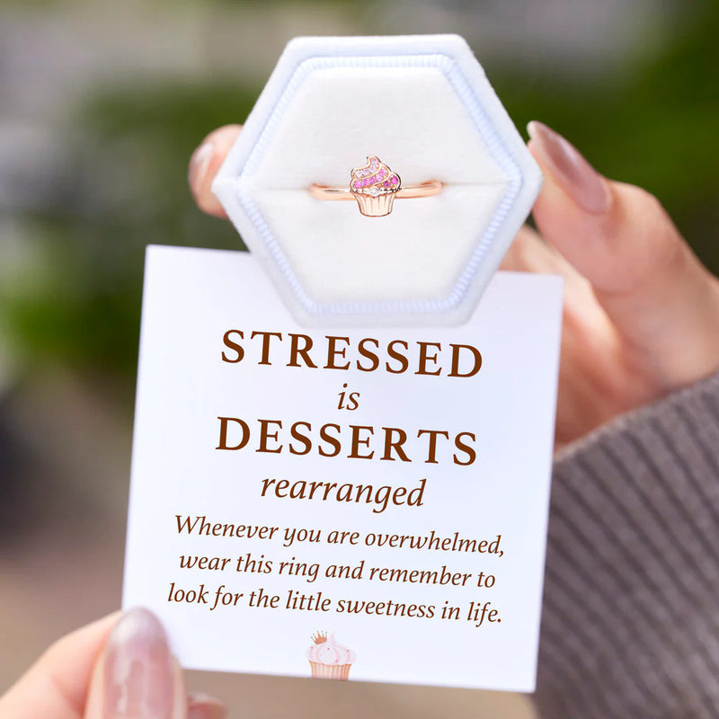 Stressed is Desserts Rearranged Cupcake Ring - LV0368