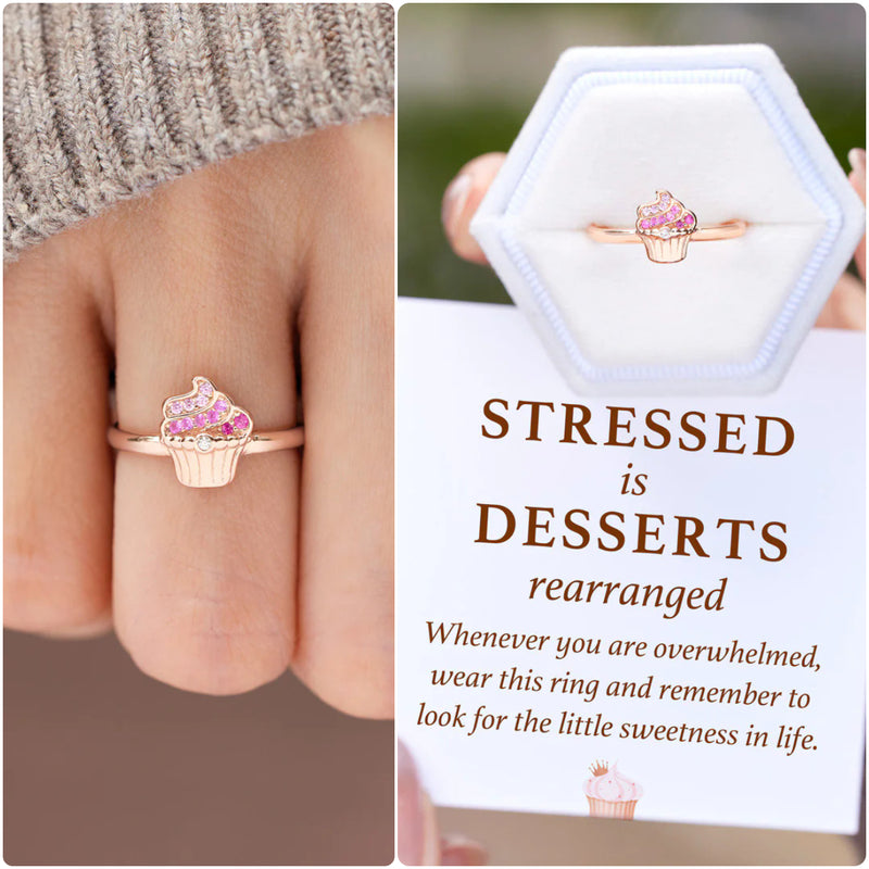 Stressed is Desserts Rearranged Cupcake Ring - LV0368