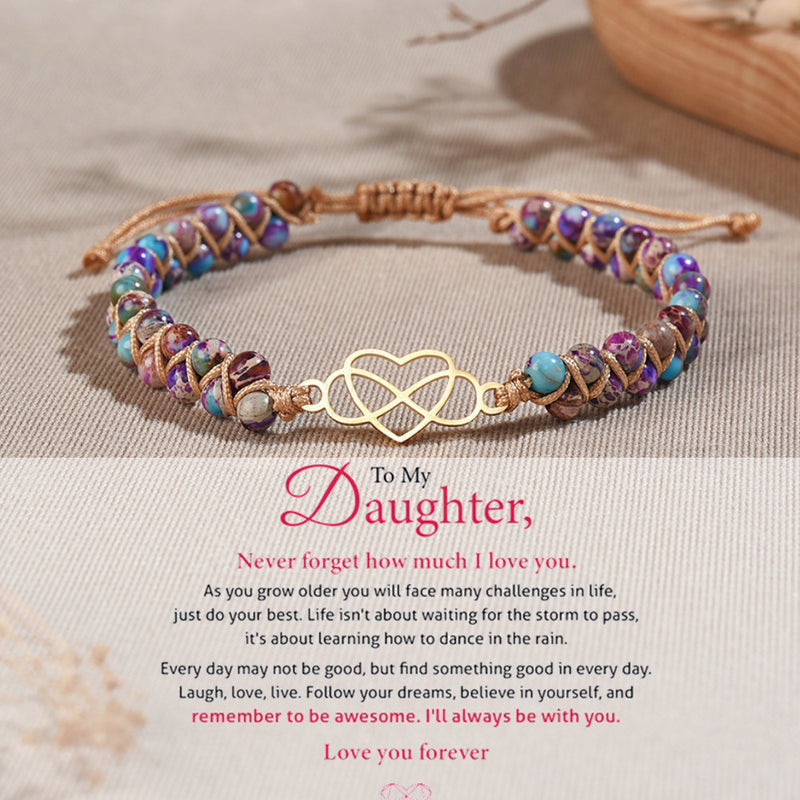 To My Daughter - Love You Forever Jasper Infinity Heart Bracelet - Gemstone Beaded Bracelet - LH003