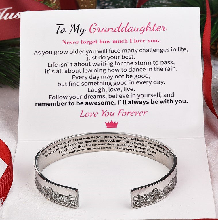 To My Granddaughter - I Will Always Be With You Cuff Bracelet - LV0004