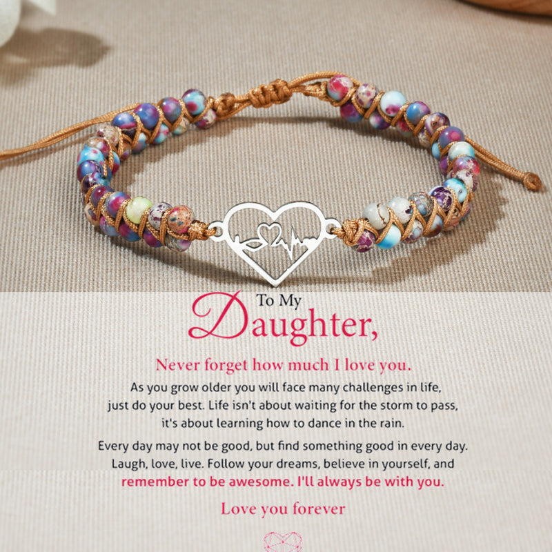 To My Daughter Love You Forever Heartbeat Bracelet - Gemstone Healing Bracelet - LH004