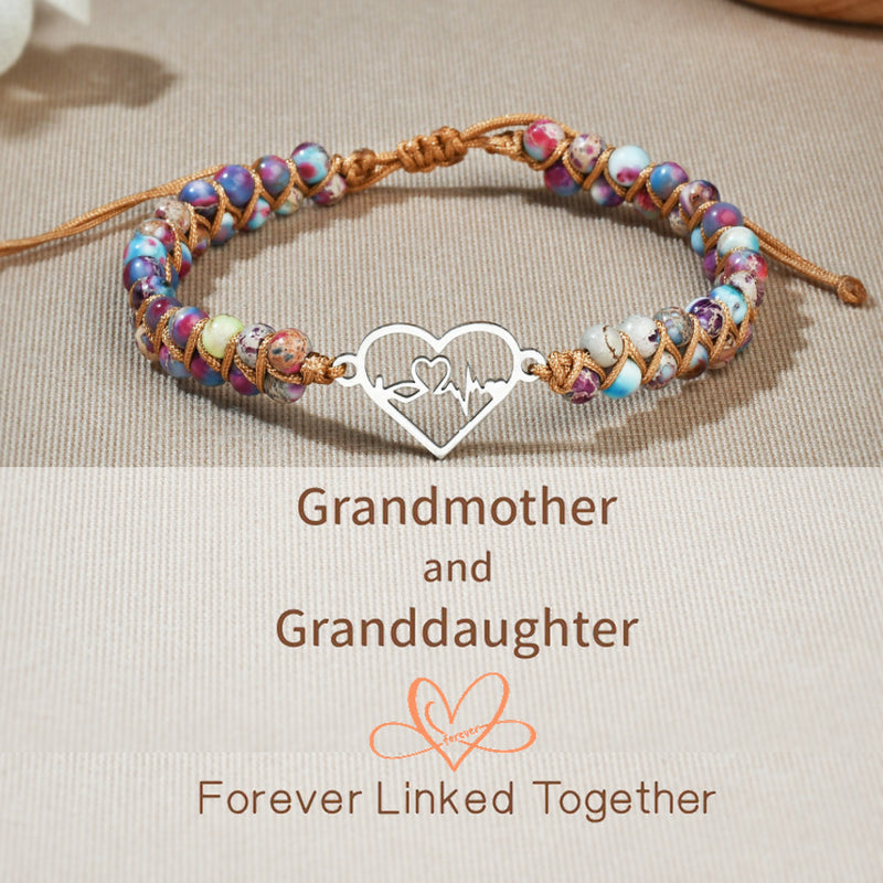 To My Granddaughter Love You Forever Heartbeat Bracelet - Gemstone Healing Bracelet - LH004