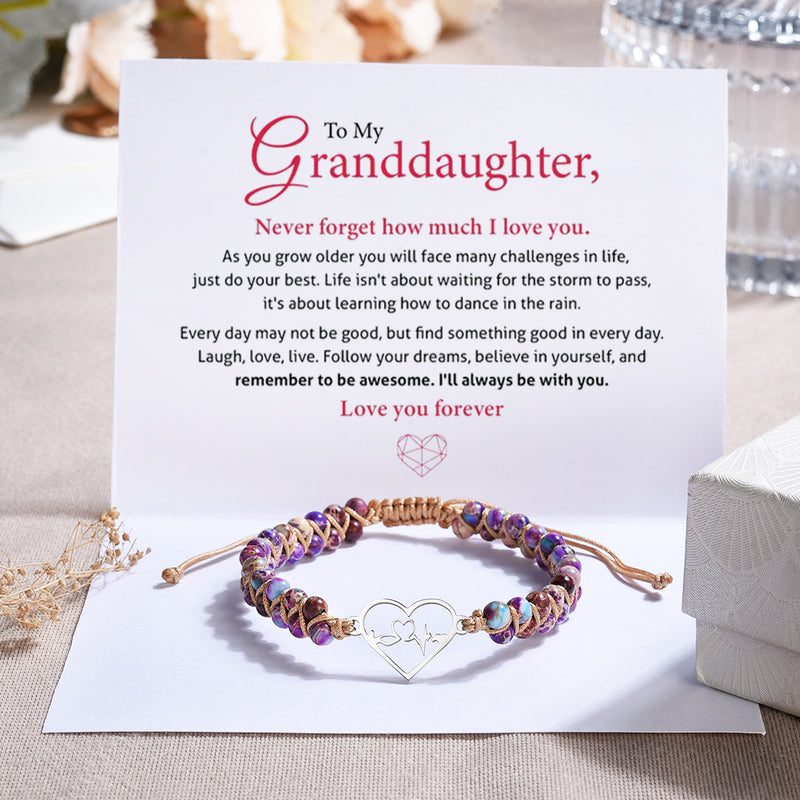 To My Daughter Love You Forever Heartbeat Bracelet - Gemstone Healing Bracelet - LH004