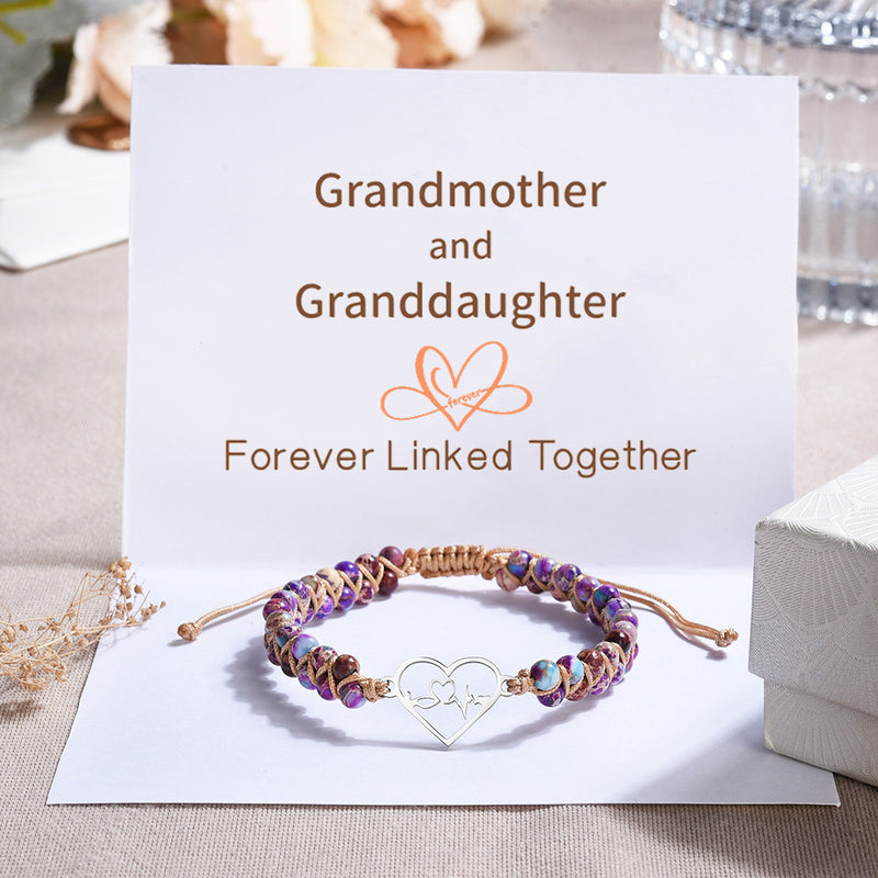 To My Granddaughter Love You Forever Heartbeat Bracelet - Gemstone Healing Bracelet - LH004