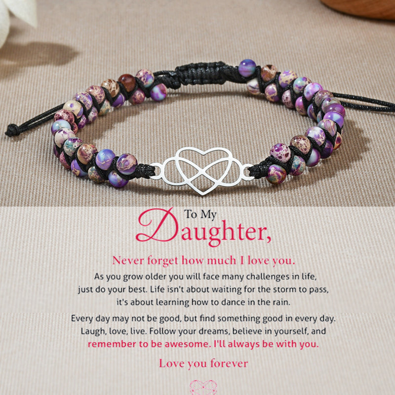 To My Daughter Love You Forever Infinity Heart Bracelet - Gemstone Healing Bracelet - LH003