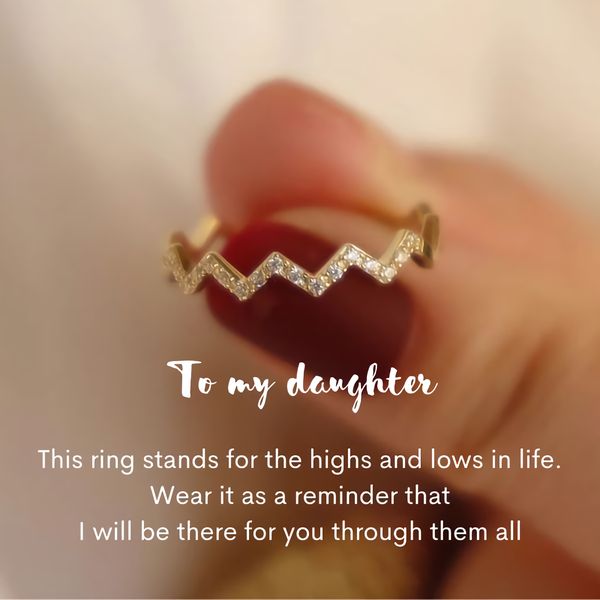 TO MY DAUGHTER HIGHS AND LOWS RING - STELING SILVER WAVE RING - LV0009