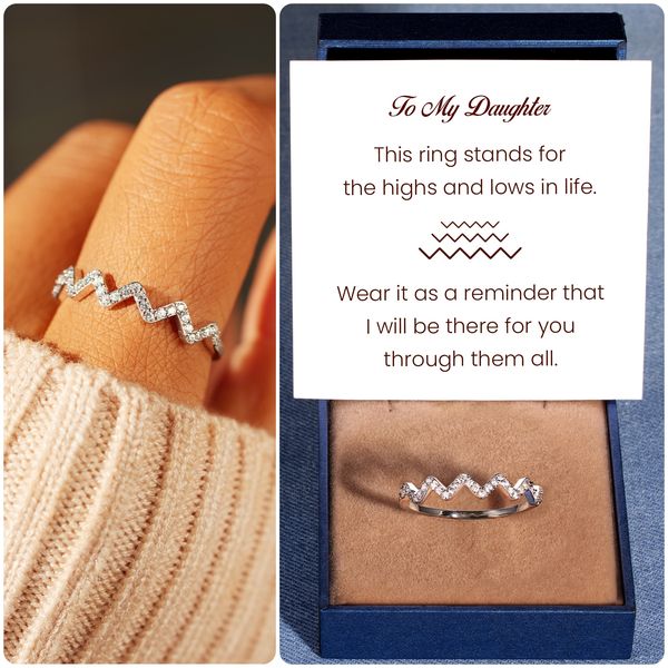 TO MY DAUGHTER HIGHS AND LOWS RING - STELING SILVER WAVE RING - LV0009