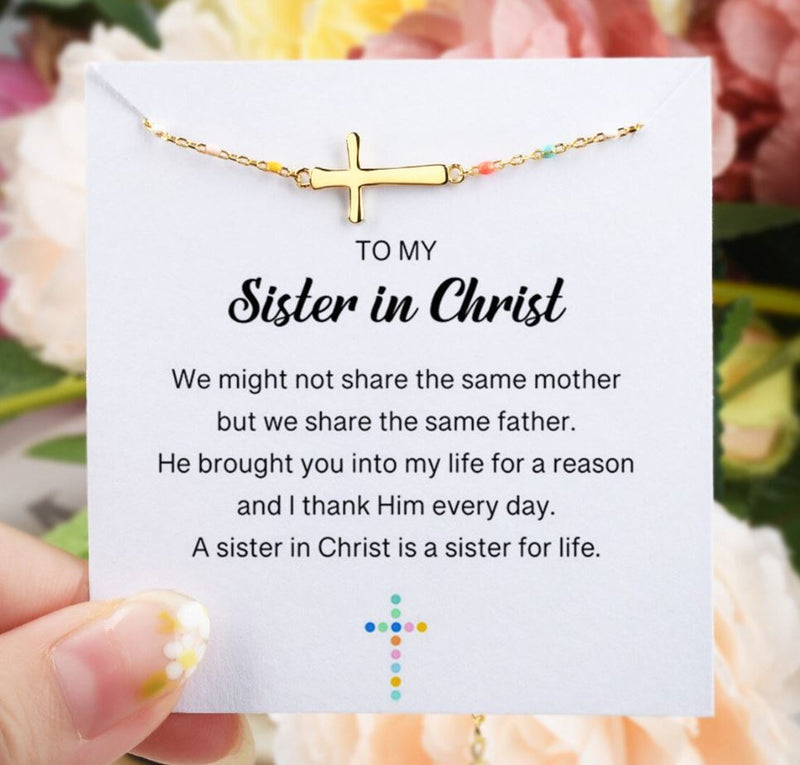 To My Sister In Christ Cross Bracelet - Enamel Friendship Bracelet - LV0134