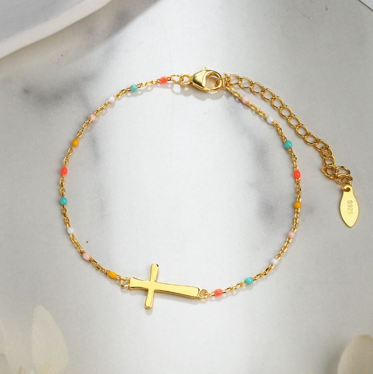 To My Sister In Christ Cross Bracelet - Enamel Friendship Bracelet - LV0134