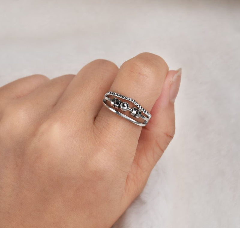 Spinning Crossover Fidget Ring - Anxiety Ring For Women - LV0052